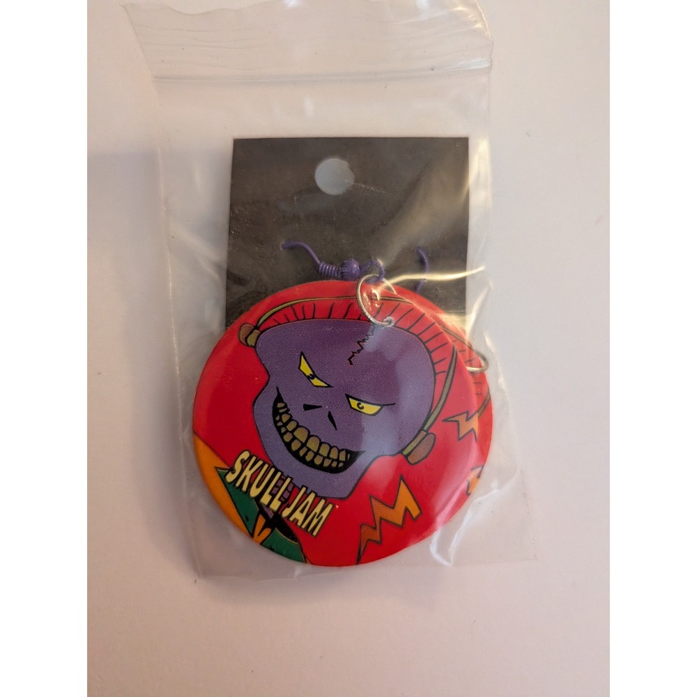 Skull‎ Jam Purple Skull Headphones Graphic Button Drop Earrings Red Punk Retro